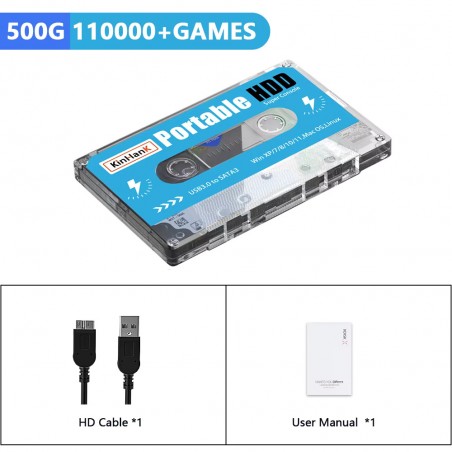 KINHANK Super Console 500G – 100 000 Jeux Vidéo, 70 Émulateurs, Plug and Play avec Batocera OS